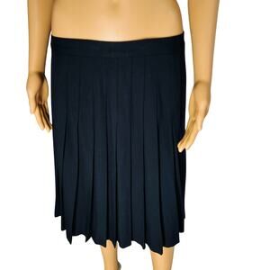 1990s Josephine Chaus Essentials Blue Pleated Wool Blend Skirt Size 14 Vintage
